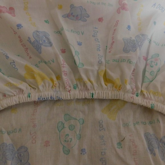 Lot of 3 VTG Baby Looney Tunes A Day At the Zoo Fitted Crib Sheet - Picture 4 of 6